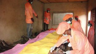 Embaumeurs en activité dans la morgue traditionnelle d'Avogbana au Bénin